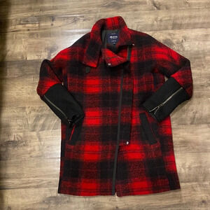Madewell Red Black Buffalo Plaid Wool Jacket size 2